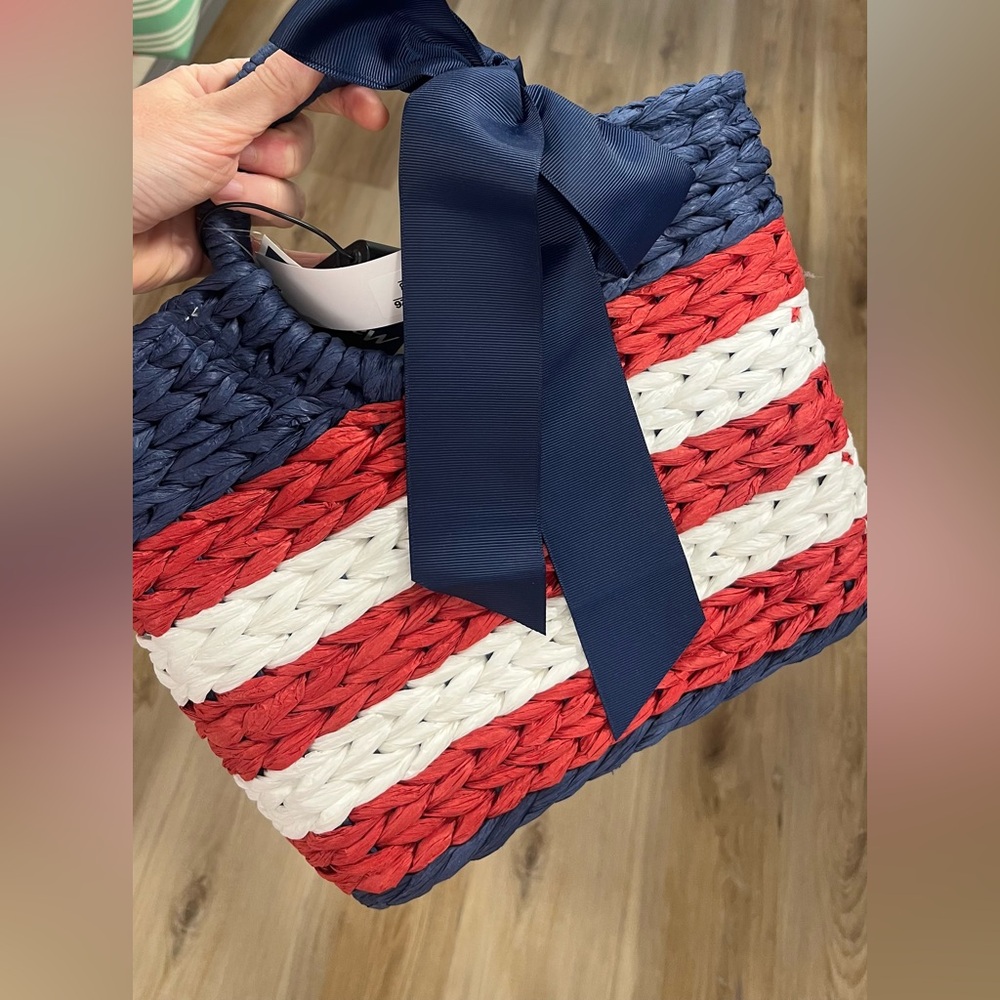 Red white and blue bow purse